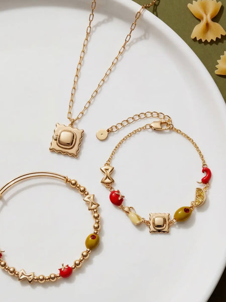 Pasta Girl Beaded Bangle