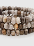 Three Strand Stone Bracelet in Silver Leaf Jasper