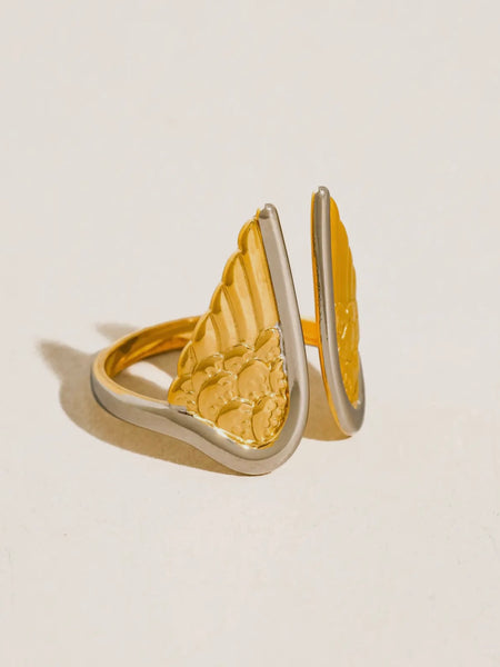 Silvane Angel Wing Ring in Two Tone