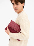 Foldover Clutch in Garnet Medium Woven Diagonal