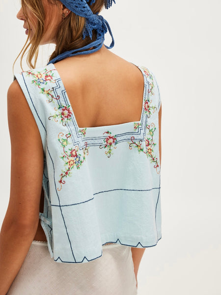 Garden Wall Top in Blue Combo