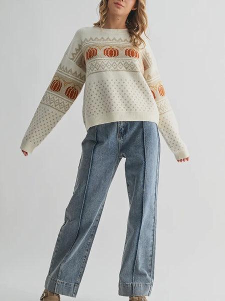 Poised For The Patch Sweater in Cream