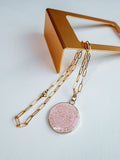 Repurposed Large Pink Tag Necklace