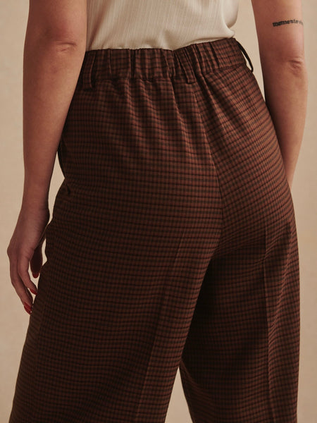 Layne Wide Leg 29.5 in Dark Cocoa Mini Check