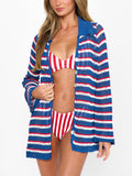 Button Up Cover Up in Montauk Stripe Crochet