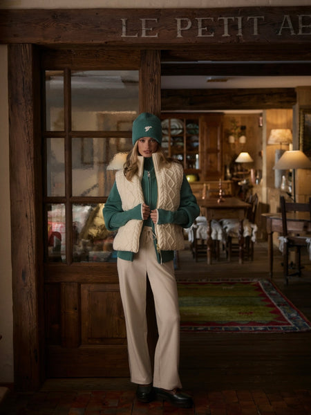 Irina Cable Knit Gilet in Egret
