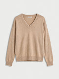 The Cozy V Neck Sweater in Dune Mist