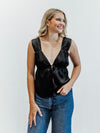 Button Your Lips Top in Black