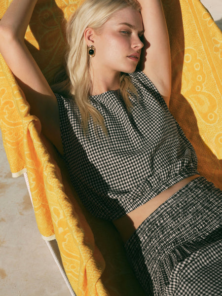 Merit Gingham Top in Black