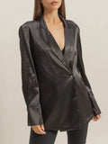 Soft Like Satin Blazer in Black