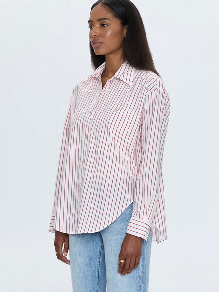 Samantha Button Up in Ruby Stripe