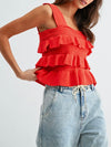 Ruffle Rendezvous Blouse in Tomato