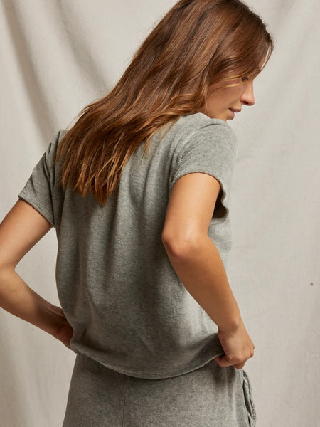 Clara Velour Tee in Heather Grey