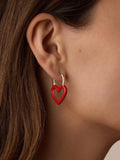 Open Heart Enamel Padlock Hoops in Red