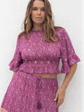 Sienna Cropped Blouse in Fuchsia