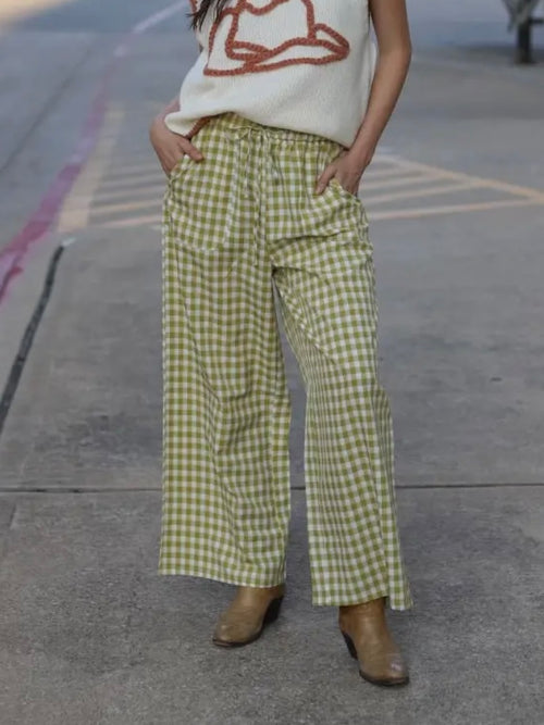 Gingham Goals Pant in Green