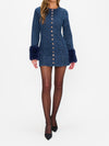 Rockefeller Mini Dress in Subzero Indigo Faux Fur