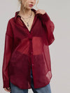 Sheer Intentions Blouse in Burgundy