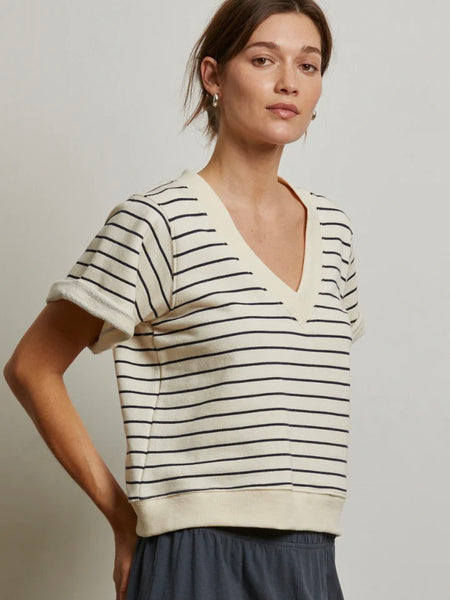 Briggs Terry Short Sleeve Sweatshirt in Night Stripe