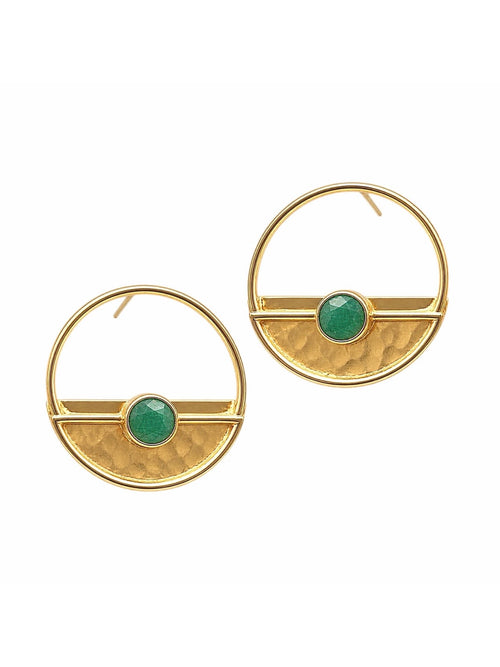 Yarim Ay Green Jade Stud Earrings