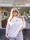 Custom Embroidered She's An Icon TRL Mock Neck in Pink