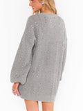 Social Sweater Dress in Silver Sequins Knit