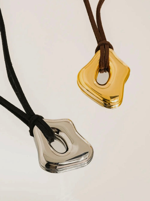 Ceyvan Leather Cord Necklace in Silver