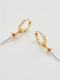 Rose Dagger Huggie Earrings