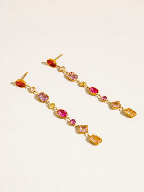 Isalaine Multi Color CZ Drop Earrings