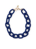 Jenna Chain Link Beaded Necklace in Navy