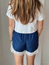 Loungy Lace Shorts in Navy