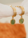 Whitnee Dainty Stone Dangle Earrings in Green