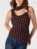 Adrie Top in Brown Polka Dot