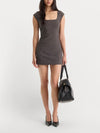The Cap Sleeve Mini Dress in Charcoal Houndstooth