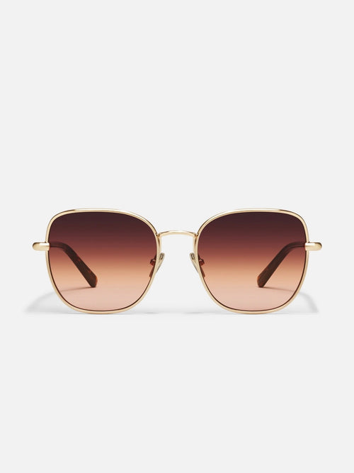Uptown Sunnies in Brushed Gold & Maple Honey