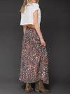 Belted Cheetah Print Maxi Skirt in Brown