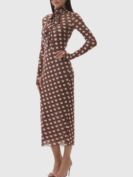 Bryony Dress in Chocolate Halo Dot