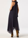Tiana Dress in Navy Pink Polka Dot