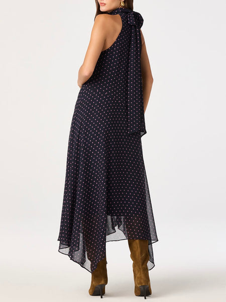 Tiana Dress in Navy Pink Polka Dot