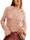 Pointelle Pullover in Mauve Rose