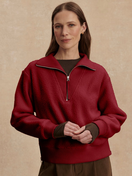 Jaylin Half Zip Fleece in Red Dahlia