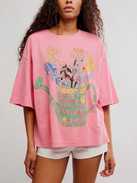 In Spring Tee in Pink Poppy Combo