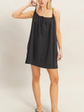 Girly & Gathered Mini Dress in Black