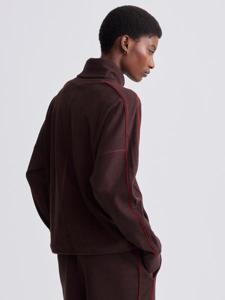 Ariana High Neck Midlayer in Red Chocolate Marl