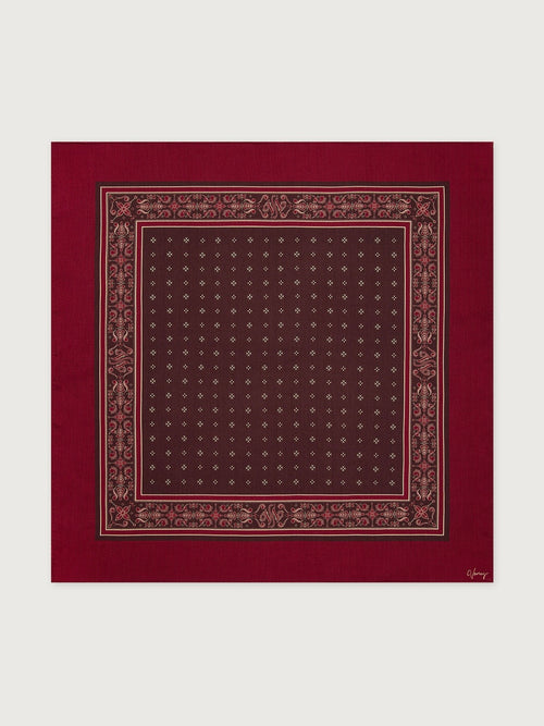 Wool Blend Border Scarf in Rumba Rose