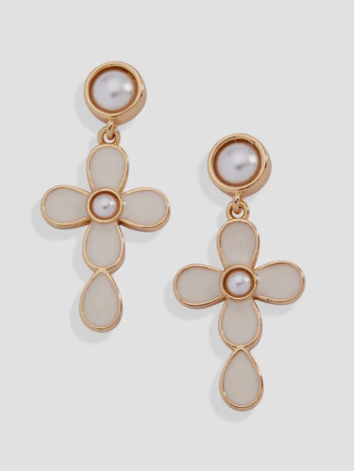 Coquette Christian Cross Drop Earrings