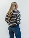 Piper Cabana Stripe Cardigan in Grey & Ivory