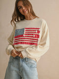 Patriotic Patch Sweatshirt in Cream