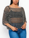 Beads Point Crochet Top in Black