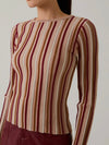 Sold On Stripes Top in Mauve & Maroon